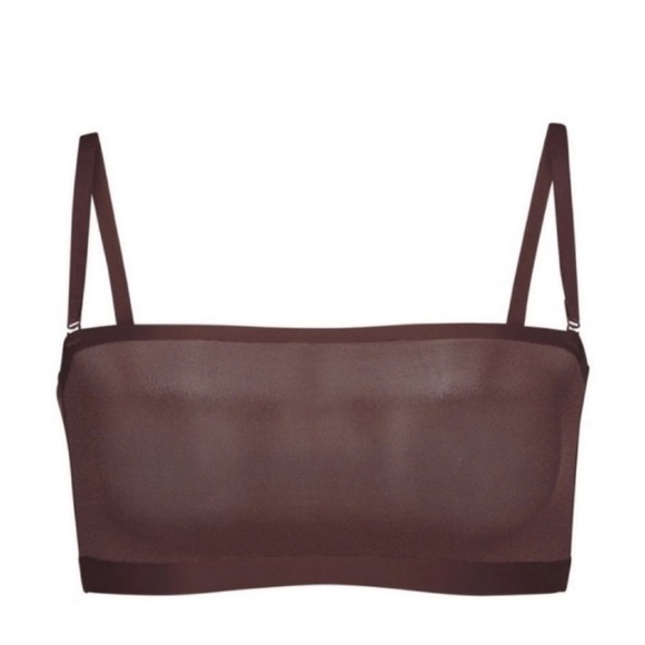 NEW Skims Sheer Sculpt Bandeau Bra in Cocoa Brown Small - Picture 1 of 5